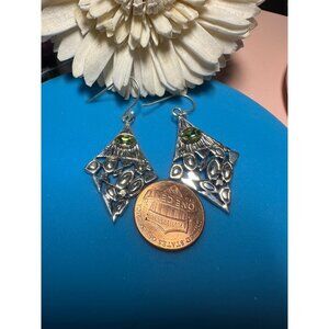 Sterling Silver Emerald Drop Earrings